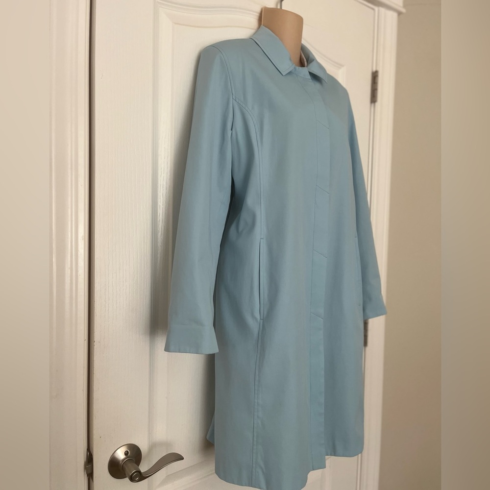 Jones New York Light Powder Blue Trench Coat, Size M - Picture 3 of 10